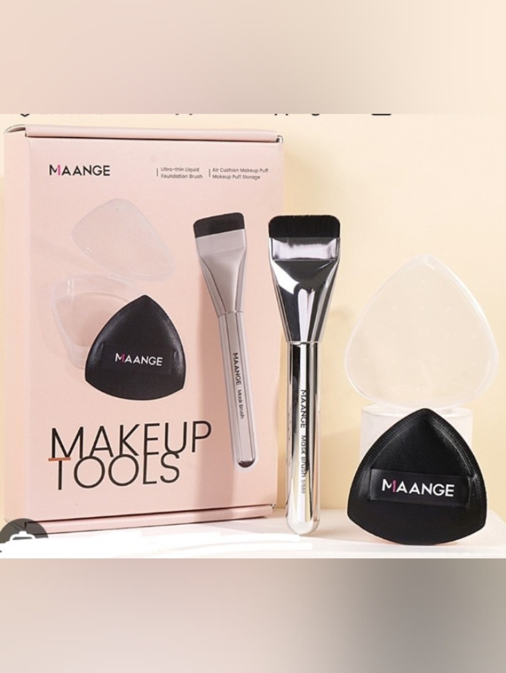 MAANGE 3pc Liquid Foundation Concealer Set , Mask Brush & Air Cushion Puff New